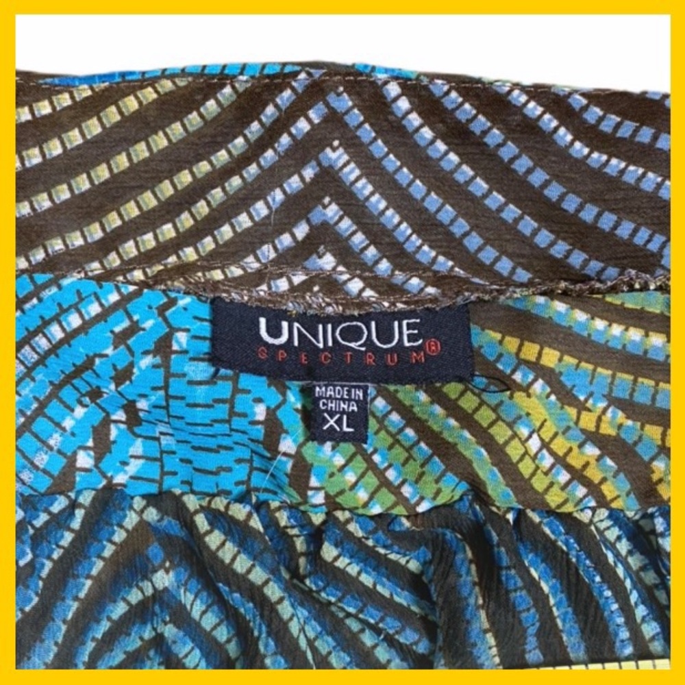 Unique Spectrum Geo Pattern Square Neck Blouse Xl - image 6